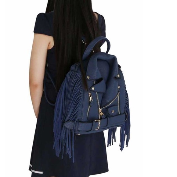 Motorcycle Jacket handbag with Fringe in Black main image 5